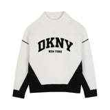 DKNY - D62897-N50 - Jersey blanco de cuello alto 100% algodón - Niña