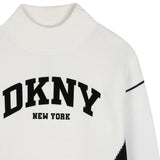 DKNY - D62897-N50 - Jersey blanco de cuello alto 100% algodón - Niña