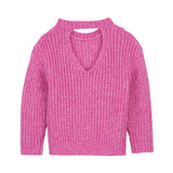 DKNY - D62899-479 - Jersey rosa de lana con escote en la espalda - Niña