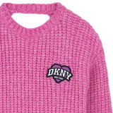 DKNY - D62899-479 - Jersey rosa de lana con escote en la espalda - Niña