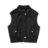 DKNY - D62908-09B - Chaleco negro de piel sintética con cierre de cremallera - Niña