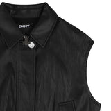 DKNY - D62908-09B - Chaleco negro de piel sintética con cierre de cremallera - Niña