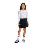 DKNY - D62918-10P - Camiseta blanca de manga larga con detalles de tul y logo plateado - Niña