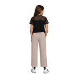 DKNY - D62921-09B - Camiseta negra de manga corta con detalles en tul - Niña