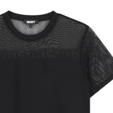 DKNY - D62921-09B - Camiseta negra de manga corta con detalles en tul - Niña