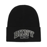 DKNY - D62929-09B - Gorro negro de punto 100% algodón con adorno de strass - Niña