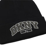 DKNY - D62929-09B - Gorro negro de punto 100% algodón con adorno de strass - Niña