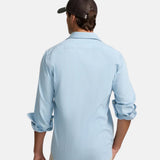 Silbon - FW261010502035 - Camisa 100% algodón azul claro de manga larga de puño con botones - Hombre