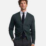 Silbon - FW261010703161 - Cárdigan clásico verde oscuro de algodón y cashmere - Hombre