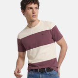 Silbon - FW261020417285 - Camiseta burdeos de manga corta con estampado de rayas anchas - Hombre