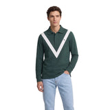 Silbon - FW261021003440 - Polo verde oscuro de manga larga con chevron blanco - Hombre