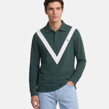 Silbon - FW261021003440 - Polo verde oscuro de manga larga con chevron blanco - Hombre