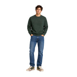 Silbon - FW261021103188 - Sudadera verde oscuro 100% algodón con acabados en canalé - Hombre