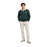 Silbon - FW261021103201 - Sudadera verde oscuro 100% algodón con cuello polo - Hombre