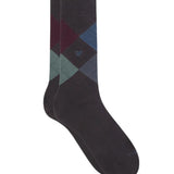 Silbon - FW261022811552 - Calcetines marrones de algodón con estampado de rombos - Hombre