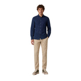Silbon - FW261040502028 - Camisa 100 % algodón azul marino de manga larga y corte slim - Hombre
