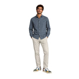 Silbon - FW261040502048 - Camisa sport azul grisáceo de piqué 100% algodón con logo bordado - Hombre
