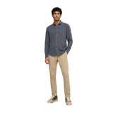 Silbon - FW261040503030 - Camisa 100 % algodón verde oscuro de manga larga y corte slim - Hombre