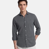 Silbon - FW261040503030 - Camisa 100 % algodón verde oscuro de manga larga y corte slim - Hombre