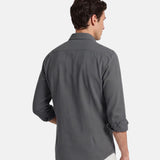 Silbon - FW261040503030 - Camisa 100 % algodón verde oscuro de manga larga y corte slim - Hombre
