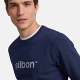 Silbon - FW261041102223 - Sudadera azul marino 100% algodón con acabados acanalados - Hombre