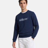 Silbon - FW261041102223 - Sudadera azul marino 100% algodón con acabados acanalados - Hombre