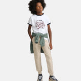 Silbon - FW263020401097 - Camiseta blanca 100% algodón de manga corta con gráfico delantero - Niño