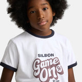 Silbon - FW263020401097 - Camiseta blanca 100% algodón de manga corta con gráfico delantero - Niño