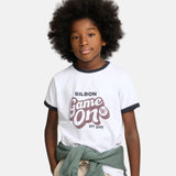 Silbon - FW263020401097 - Camiseta blanca 100% algodón de manga corta con gráfico delantero - Niño