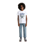 Silbon - FW263020401103 - Camiseta 100% algodón blanca de manga corta con estampado delantero - Niño