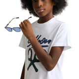 Silbon - FW263020401103 - Camiseta 100% algodón blanca de manga corta con estampado delantero - Niño