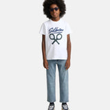 Silbon - FW263020401103 - Camiseta 100% algodón blanca de manga corta con estampado delantero - Niño