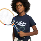 Silbon - FW263020402104 - Camiseta 100% algodón azul marino de manga corta con estampado delantero - Niño
