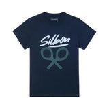 Silbon - FW263020402104 - Camiseta 100% algodón azul marino de manga corta con estampado delantero - Niño
