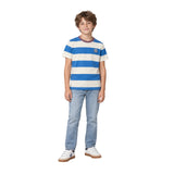 Silbon - FW263020402105 - Camiseta azul de manga corta con estampado de rayas - Niño