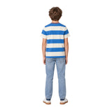 Silbon - FW263020402105 - Camiseta azul de manga corta con estampado de rayas - Niño