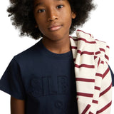 Silbon - FW263020402115 - Camiseta 100% algodón azul marino de manga corta con logo en relieve - Niño