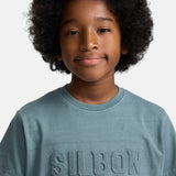 Silbon - FW263020403110 - Camiseta verde de manga corta 100% algodón con lavado garment dye - Niño