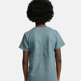 Silbon - FW263020403110 - Camiseta verde de manga corta 100% algodón con lavado garment dye - Niño