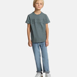 Silbon - FW263020403116 - Camiseta verde de manga corta 100% algodón con logo en relieve - Niño