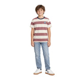 Silbon - FW263020417106 - Camiseta burdeos de manga corta con estampado de rayas - Niño