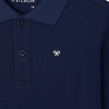 Silbon - FW263021003175 - Polo azul marino 100% algodón de manga larga con logo bordado - Niño