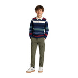 Silbon - FW263021002178 - Polo azul marino de manga larga con estampado de rayas - Niño