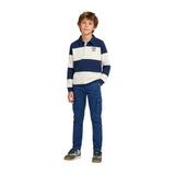 Silbon - FW263021102122 - Sudadera 100% algodón azul marino de rayas con cuello polo - Niño