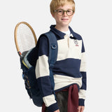 Silbon - FW263021102122 - Sudadera 100% algodón azul marino de rayas con cuello polo - Niño