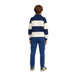 Silbon - FW263021102122 - Sudadera 100% algodón azul marino de rayas con cuello polo - Niño