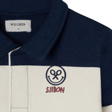 Silbon - FW263021102122 - Sudadera 100% algodón azul marino de rayas con cuello polo - Niño