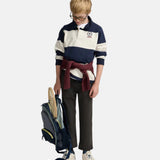 Silbon - FW263021102122 - Sudadera 100% algodón azul marino de rayas con cuello polo - Niño