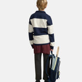 Silbon - FW263021102122 - Sudadera 100% algodón azul marino de rayas con cuello polo - Niño