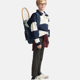 Silbon - FW263021102122 - Sudadera 100% algodón azul marino de rayas con cuello polo - Niño